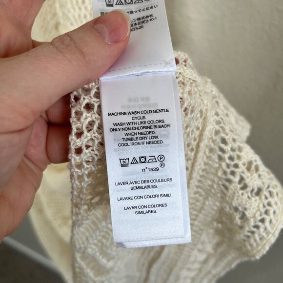 Lauren Ralph Lauren 1X White ivory Long Linen Crochet Cardigan Sweater - Picture 11 of 14